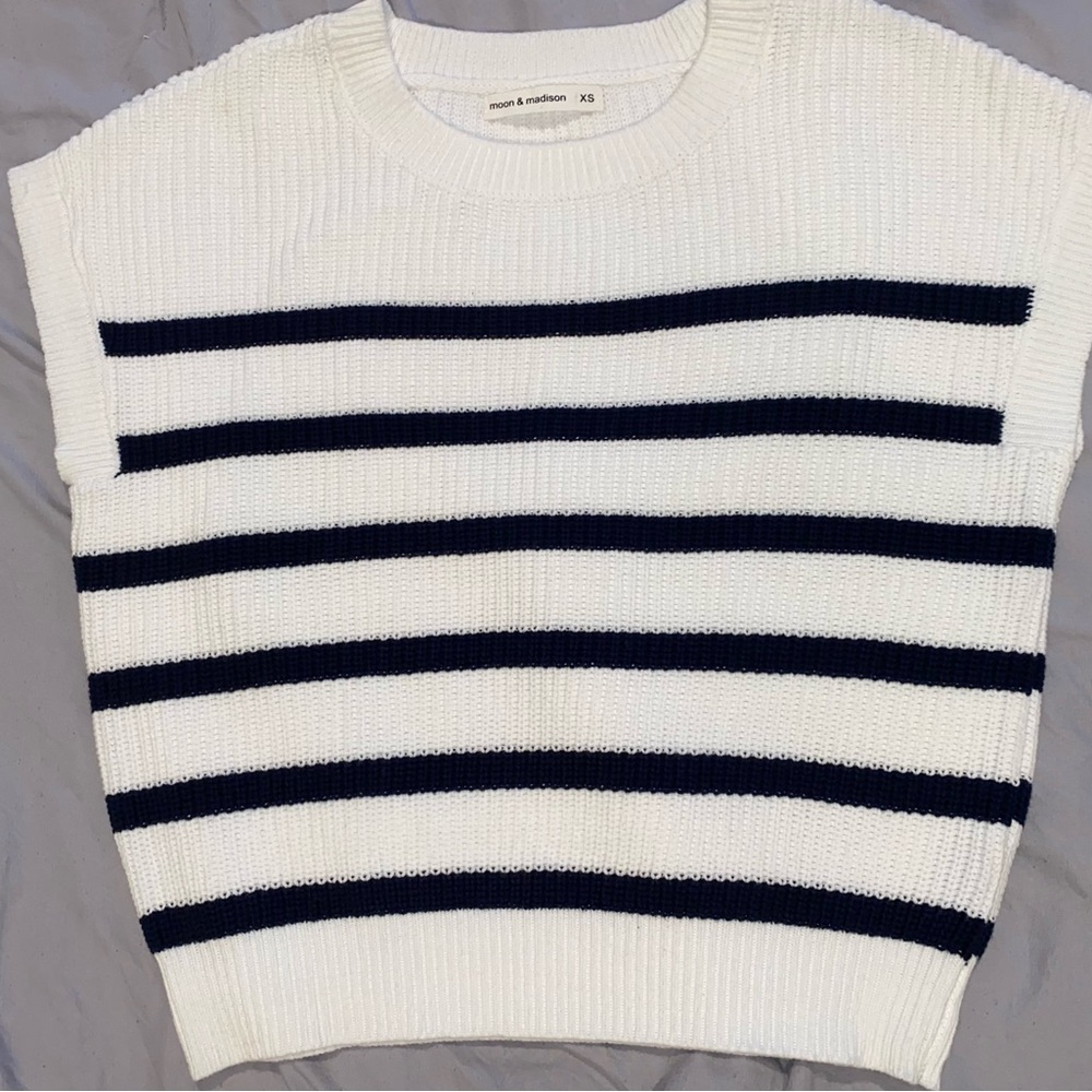 Women's Striped Sweater - White and Navy